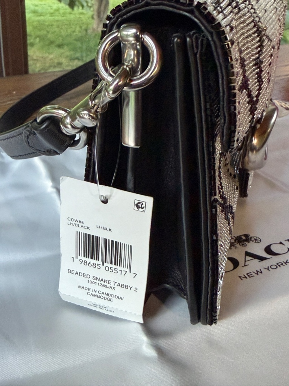 Tabby Snake Shoulder Bag 26 With Beaded Snake & Coach Umbrella Bundle Authentic - Picture 5 of 16